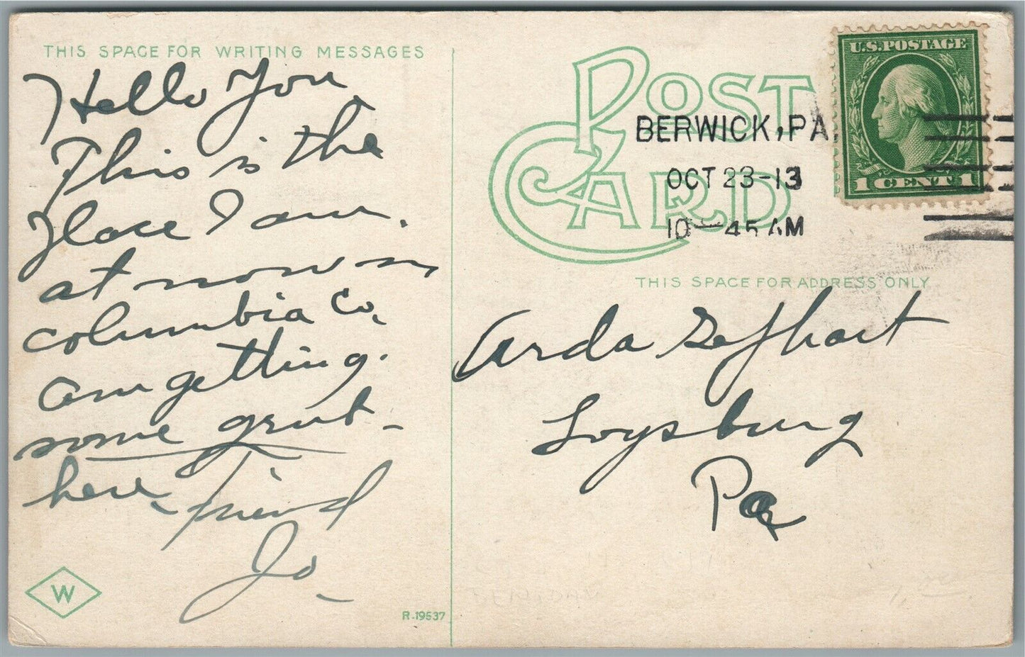 BERWICK PA HOTEL MORTON ANTIQUE POSTCARD