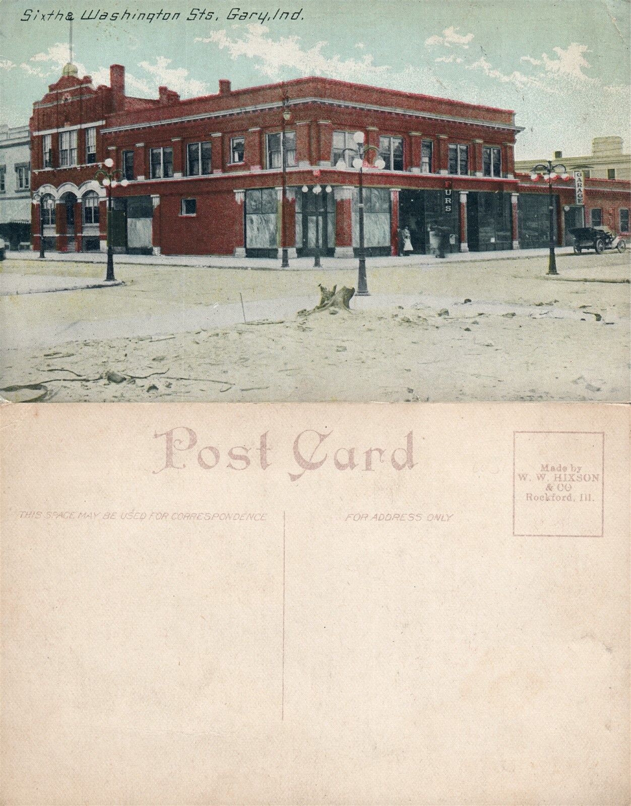 GARY IN 6th & WASHINGTON STREET ANTIQUE POSTCARD