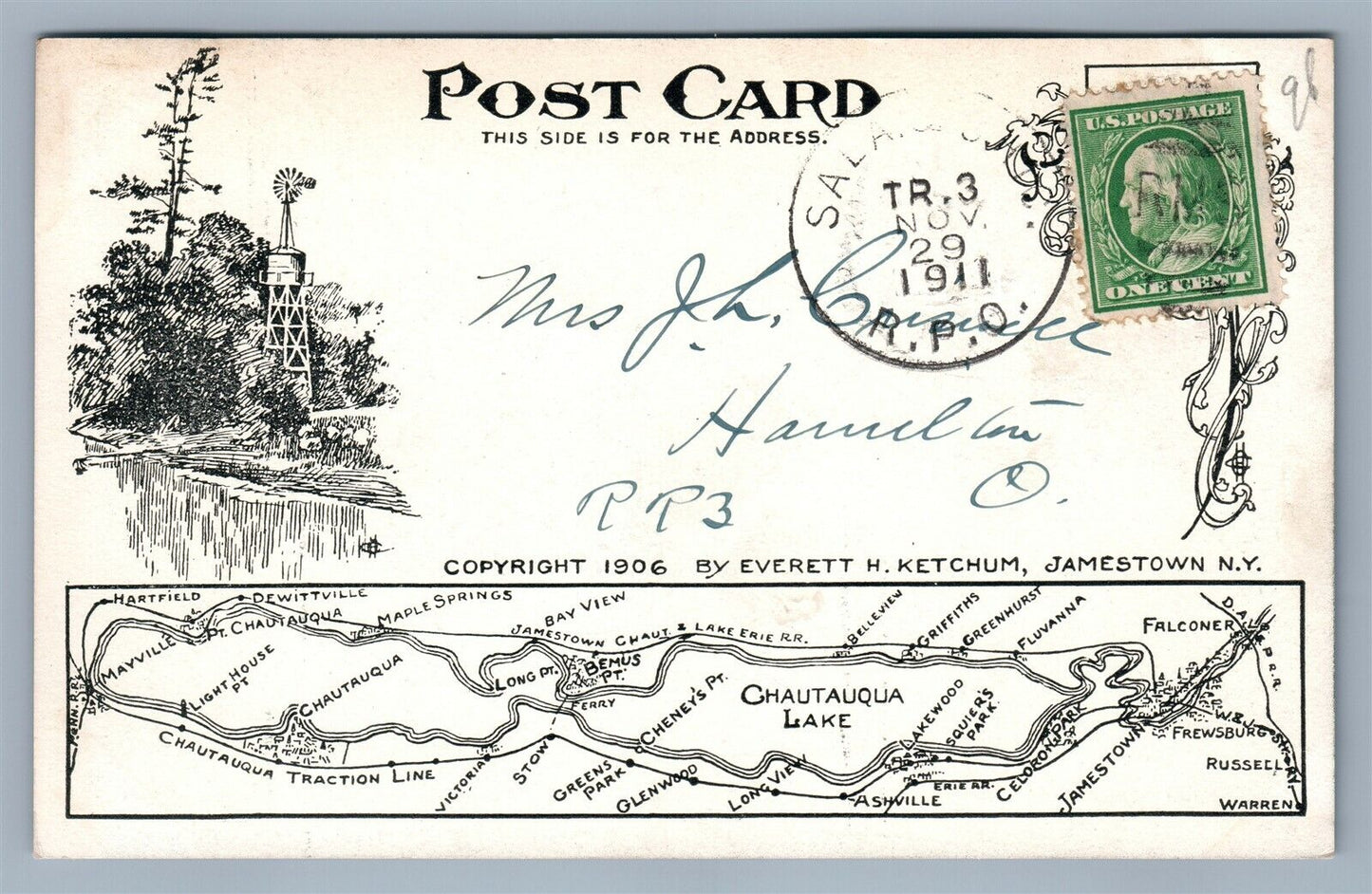 JAMESTOWN NY THIRD STREET ANTIQUE POSTCARD