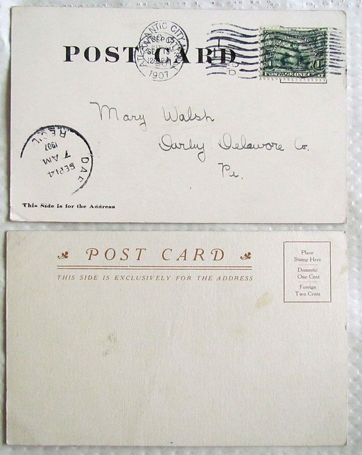 LOT OF 2 ATLANTIC CITY N.J. HOTEL DENNIS 1907 ANTIQUE UNDIVIDED POSTCARDS