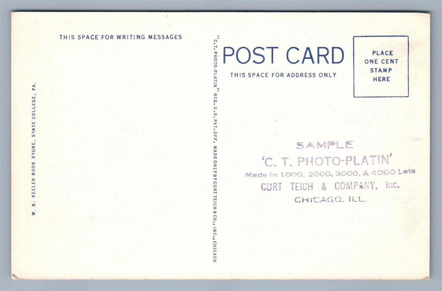 STATE COLLEGE PA POWER PLANT ANTIQUE POSTCARD
