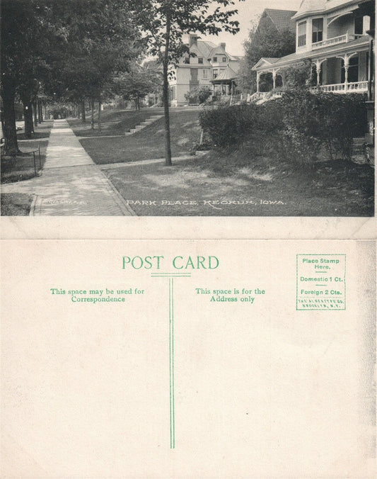 KEOKUK IA PARK PLACE ANTIQUE POSTCARD