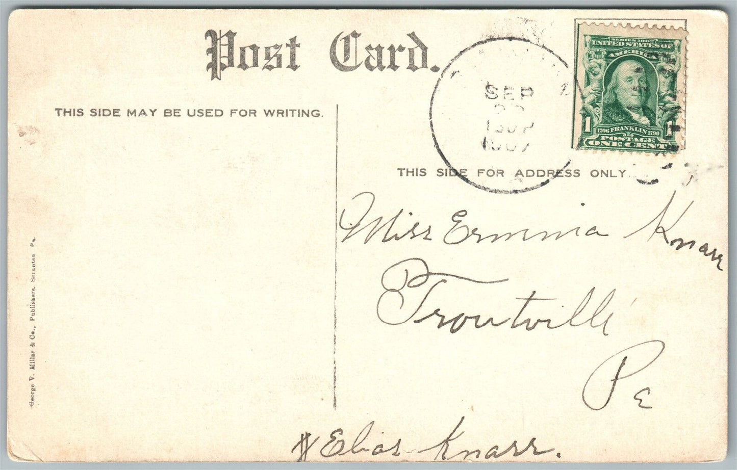 PITCAIRN PA HIGH SCHOOL 1907 ANTIQUE POSTCARD