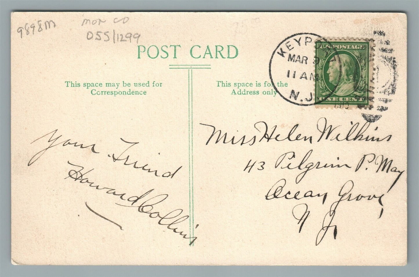 KEYPORT NJ FIRST STREET ANTIQUE POSTCARD
