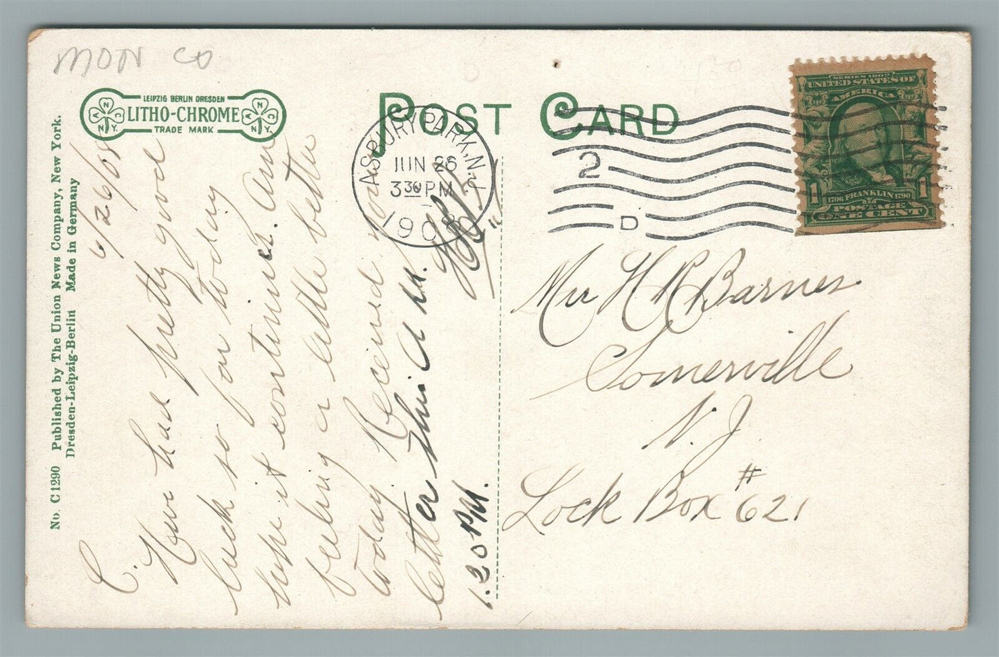 LONG BRANCH NJ ENTRANCE TO WHITE PARK WEST END ANTIQUE POSTCARD