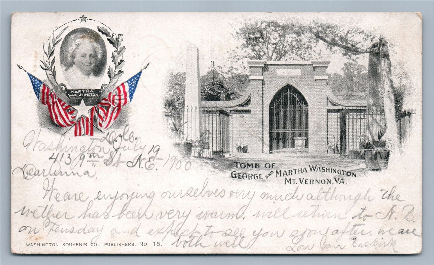 MT.VERNON VA TOMB OF WASHINGTON PRIVATE MAILING CARD ANTIQUE POSTCARD