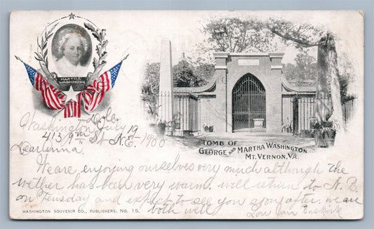 MT.VERNON VA TOMB OF WASHINGTON PRIVATE MAILING CARD ANTIQUE POSTCARD