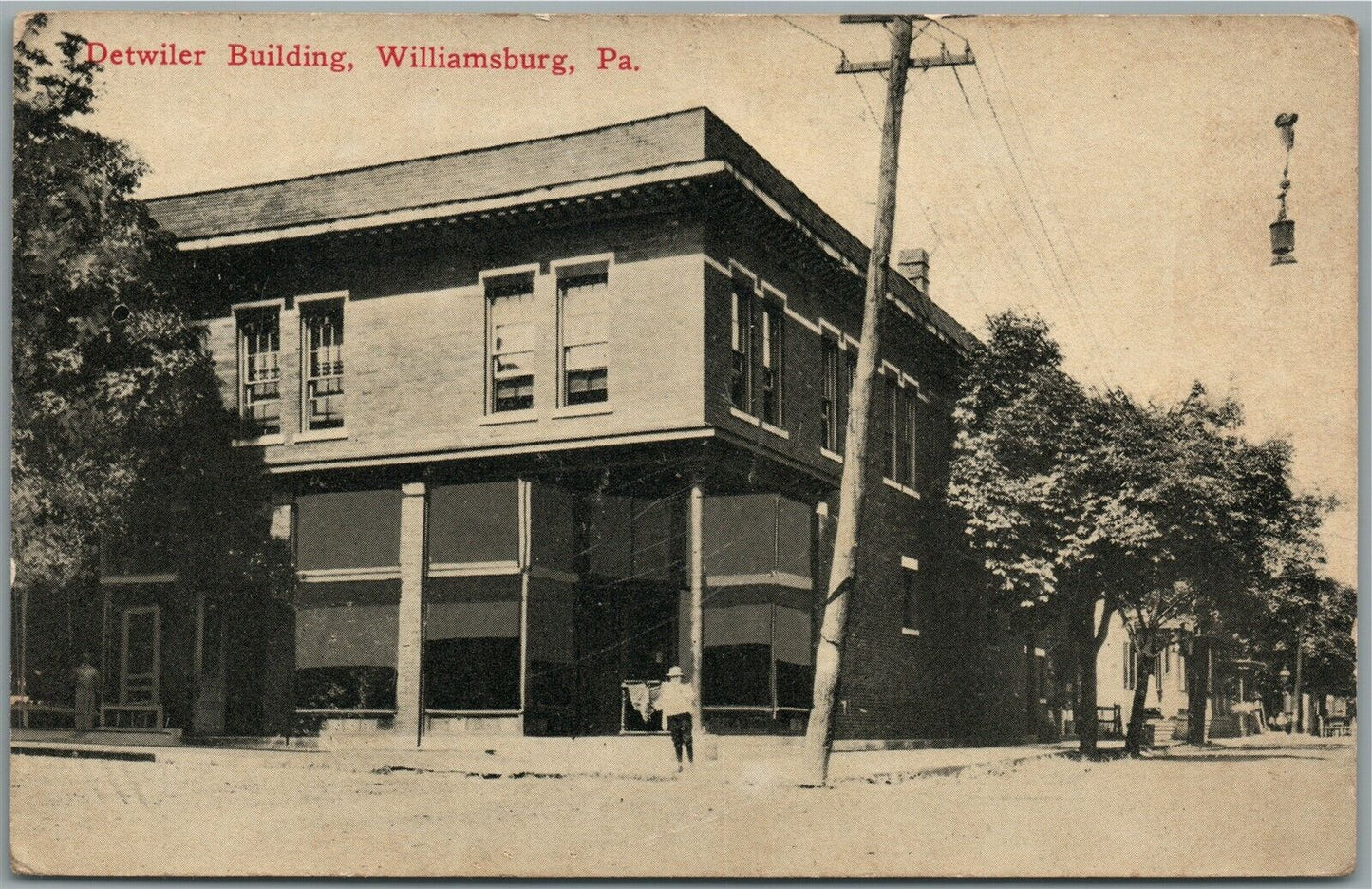 WILLIAMSBURG PA DETWILER BUILDING ANTIQUE POSTCARD