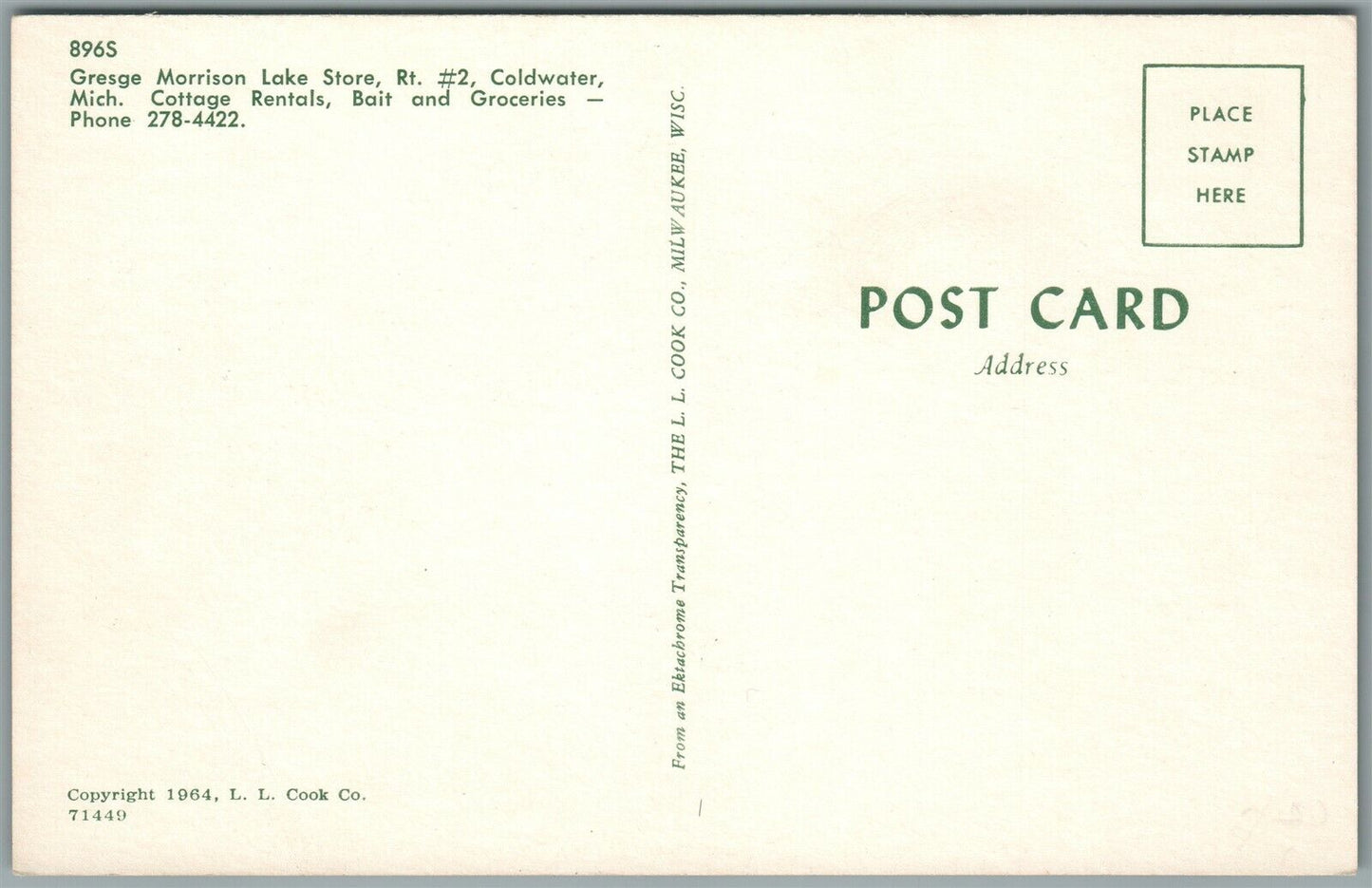 COLDWATER MI GENERAL STORE MOBIL GAS STATION VINTAGE POSTCARD