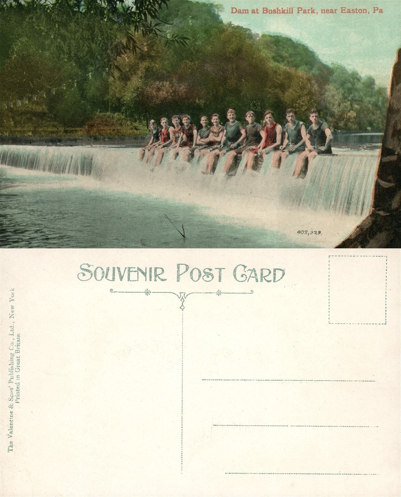EASTON PA BUSHKILL PARK DAM ANTIQUE POSTCARD
