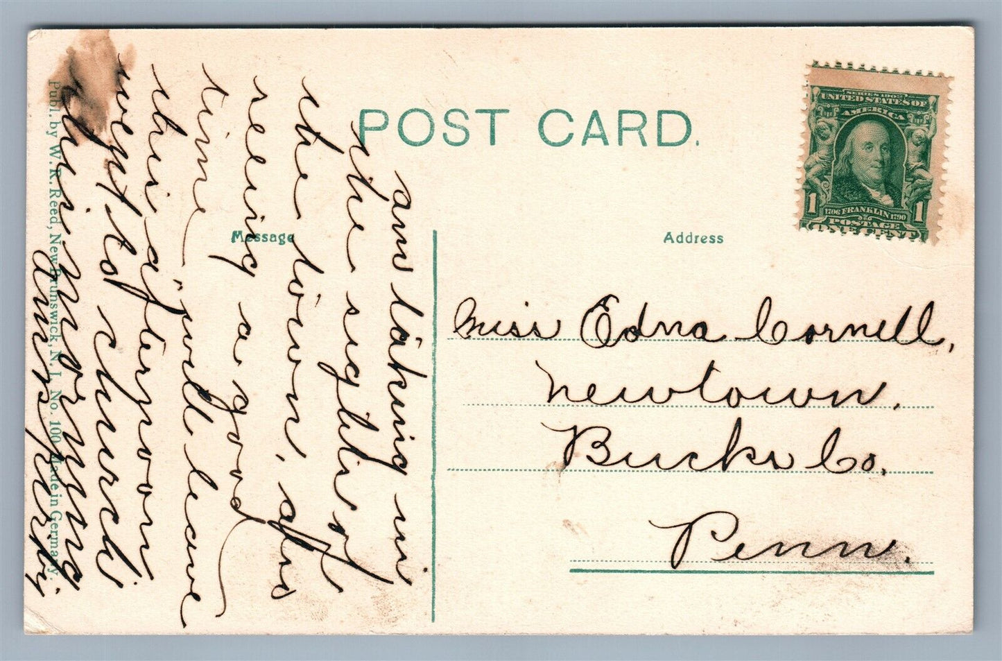 NEW BRUNSWICK NJ VIEW FROM SOMMARIVA ANTIQUE POSTCARD