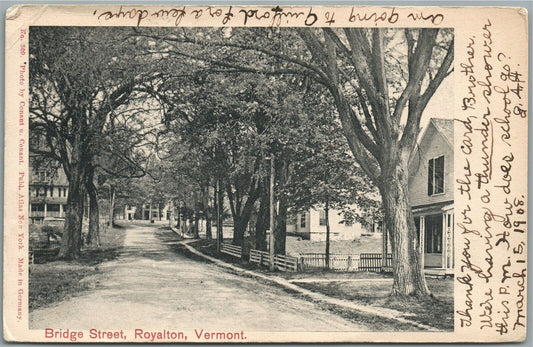 ROYALTON VT BRIDGE STREET ANTIQUE POSTCARD