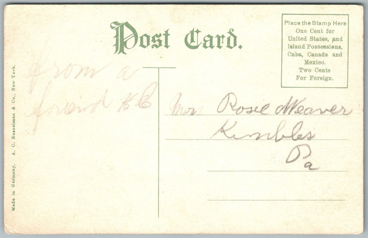 EAST HAWLEY PA SCHOOLHOUSE HILL ANTIQUE POSTCARD