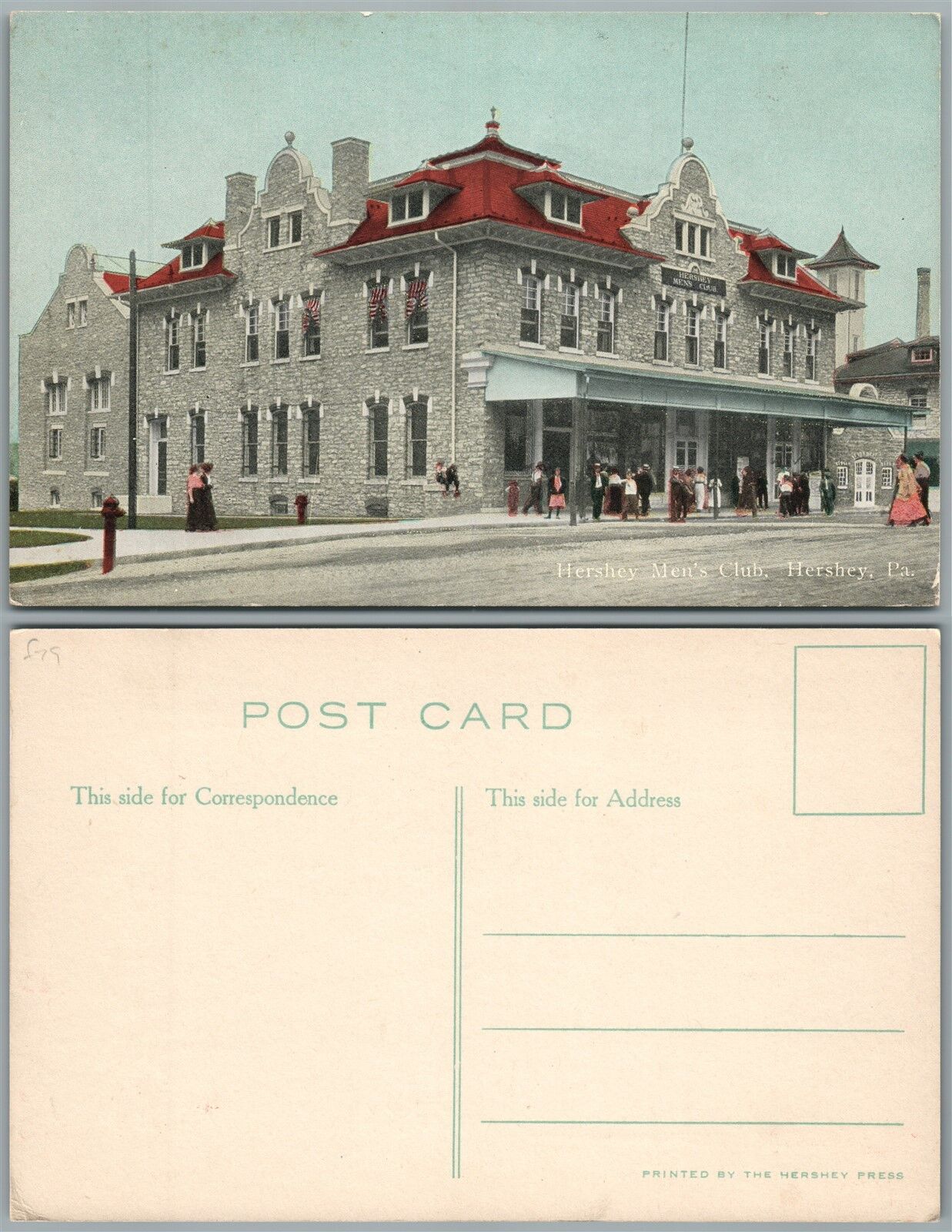 HERSHEY PA MEN'S CLUB ANTIQUE POSTCARD