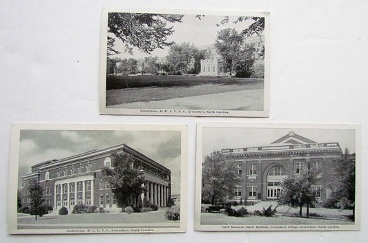 LOT OF 3 VINTAGE POSTCARDS GREENBORO COLLEGE NORTH CAROLINA