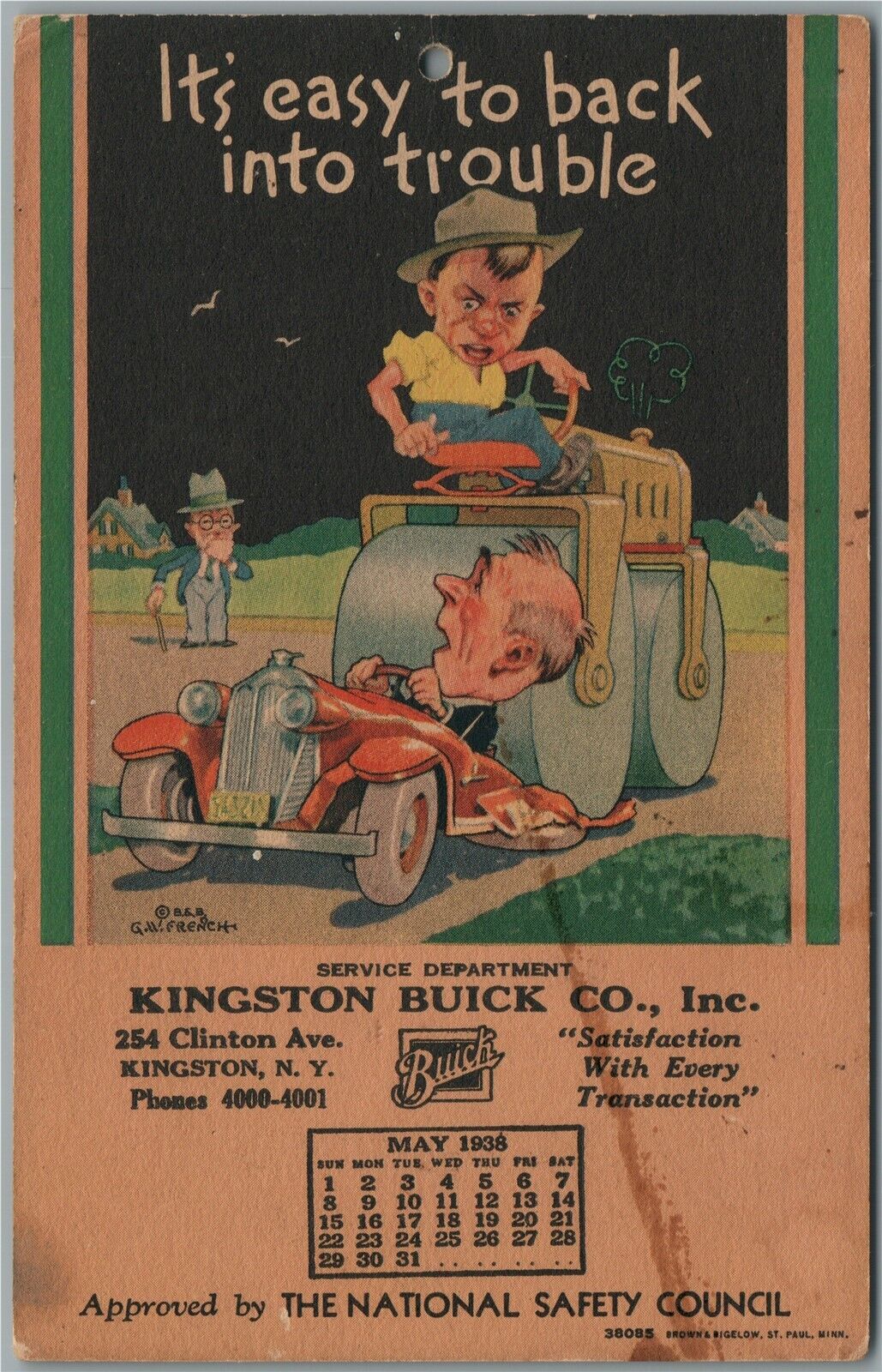 KINGSTON BUICK COMPANY NY ADVERTISING VINTAGE POSTCARD with 1936 CALENDAR