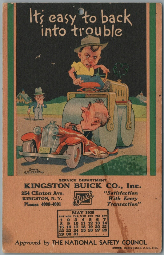 KINGSTON BUICK COMPANY NY ADVERTISING VINTAGE POSTCARD with 1936 CALENDAR