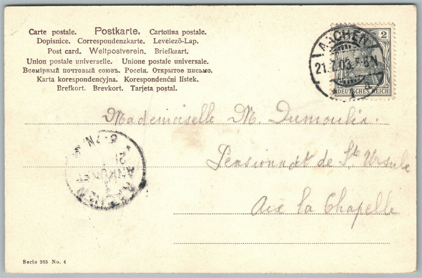 MULTIPLE BABIES ANTIQUE POSTCARD w/ GERMAN STAMP