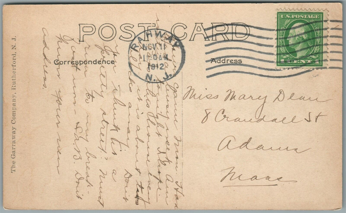 RAHWAY NJ HOME of C. WELLS ELM & ESTERBROOK AVE ANTIQUE REAL PHOTO POSTCARD RPPC