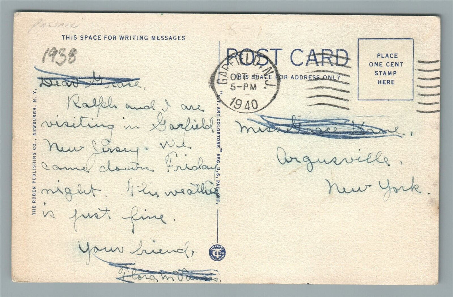 PASSAIC NJ MAIN & PROSPECT STREETS VINTAGE POSTCARD