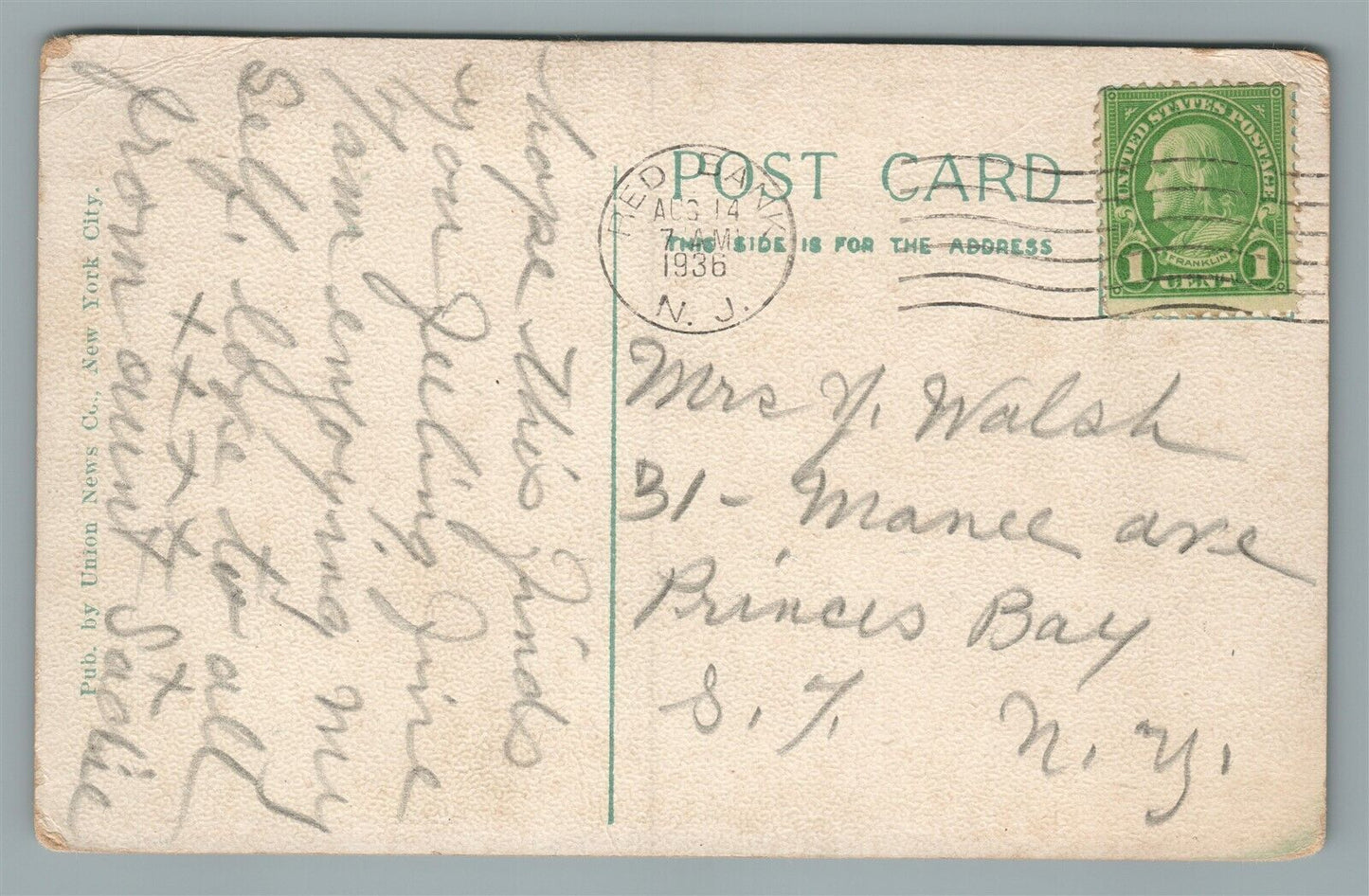 OCEANIC NJ PRIVATE PIER on H.S. BORDEN ANTIQUE POSTCARD