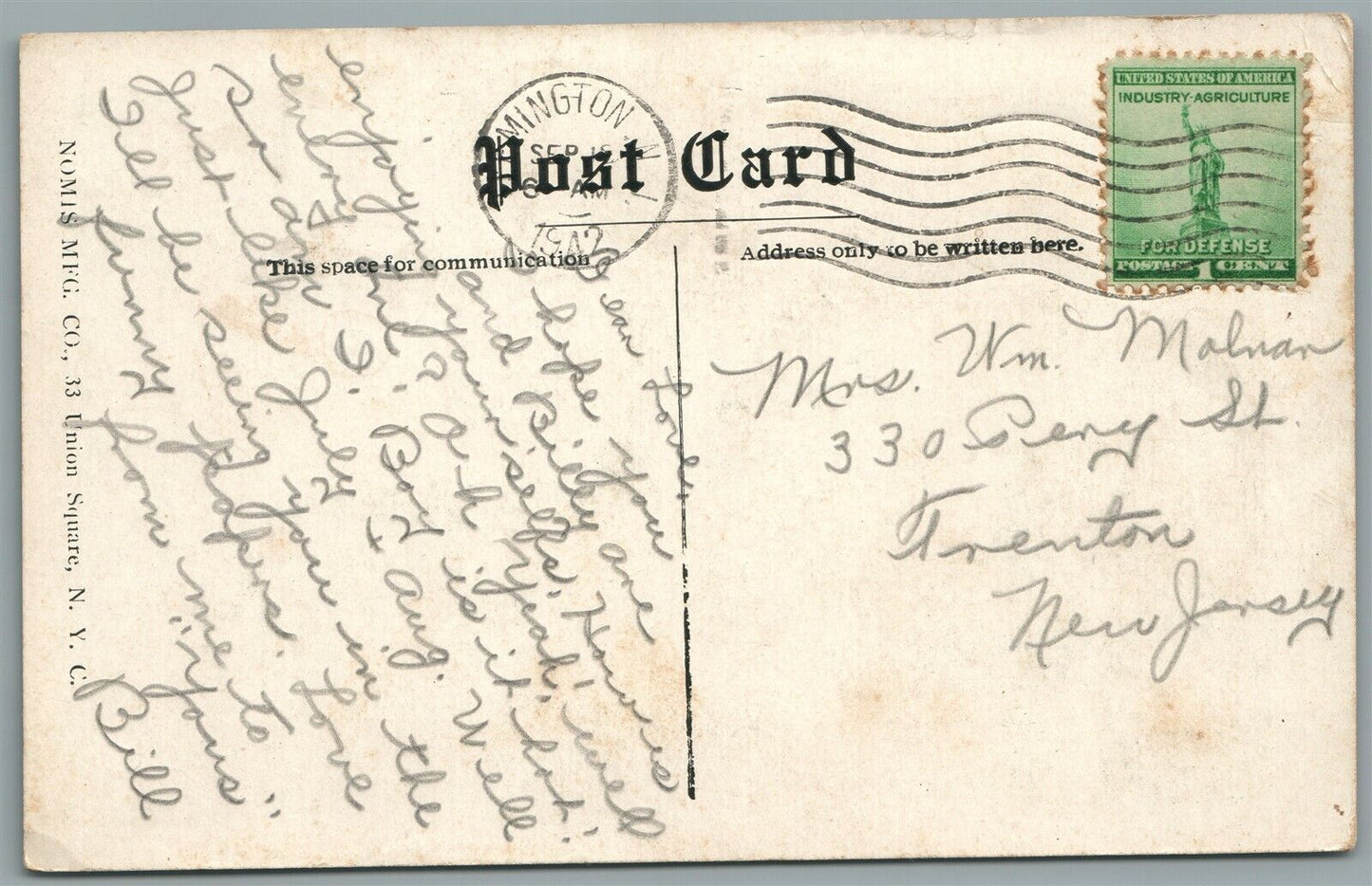 RINGOES NJ PRESBYTERIAN CHURCH ANTIQUE POSTCARD