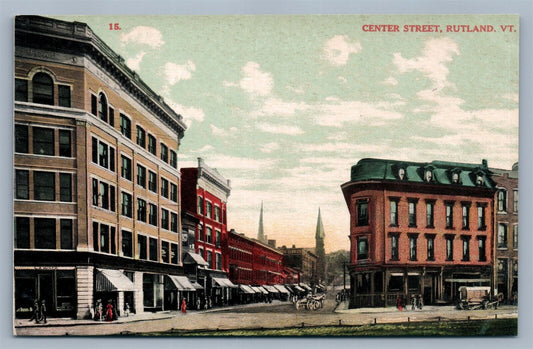 RUTLAND VT CENTER STREET ANTIQUE POSTCARD