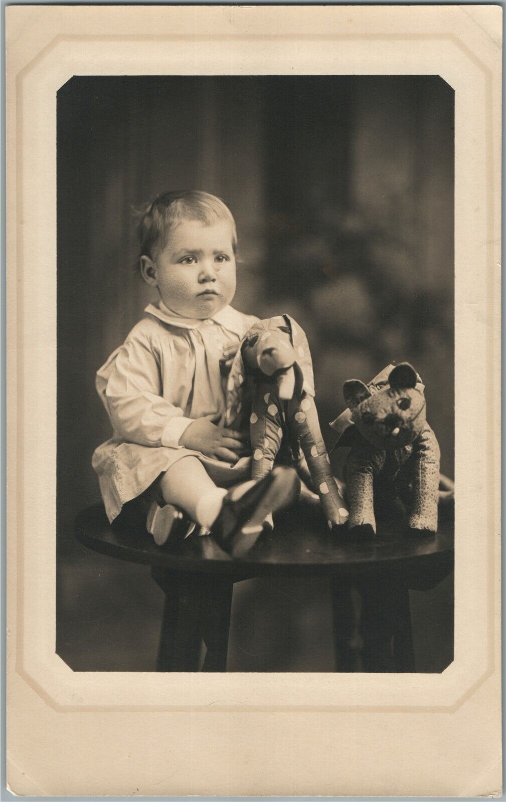 LITTLE BOY w/ TOYS ANTIQUE PHOTO