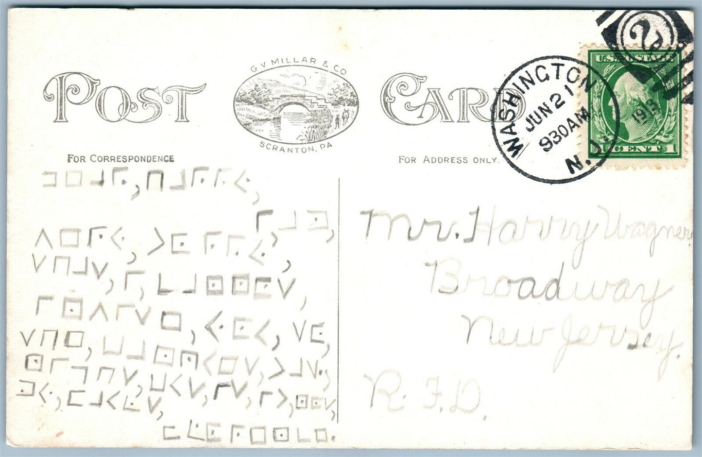 WASHINGTON NJ HOTEL WINDSOR EAST GARDEN 1913 ANTIQUE POSTCARD