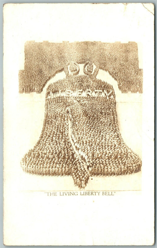 LIVING LIBERTY BELL PATRIOTIC ANTIQUE REAL PHOTO POSTCARD RPPC