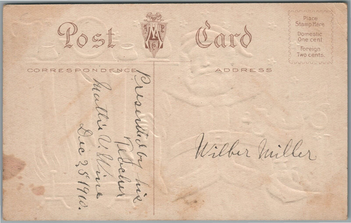 SANTA w/ TOY CAR CHRISTMAS ANTIQUE POSTCARD