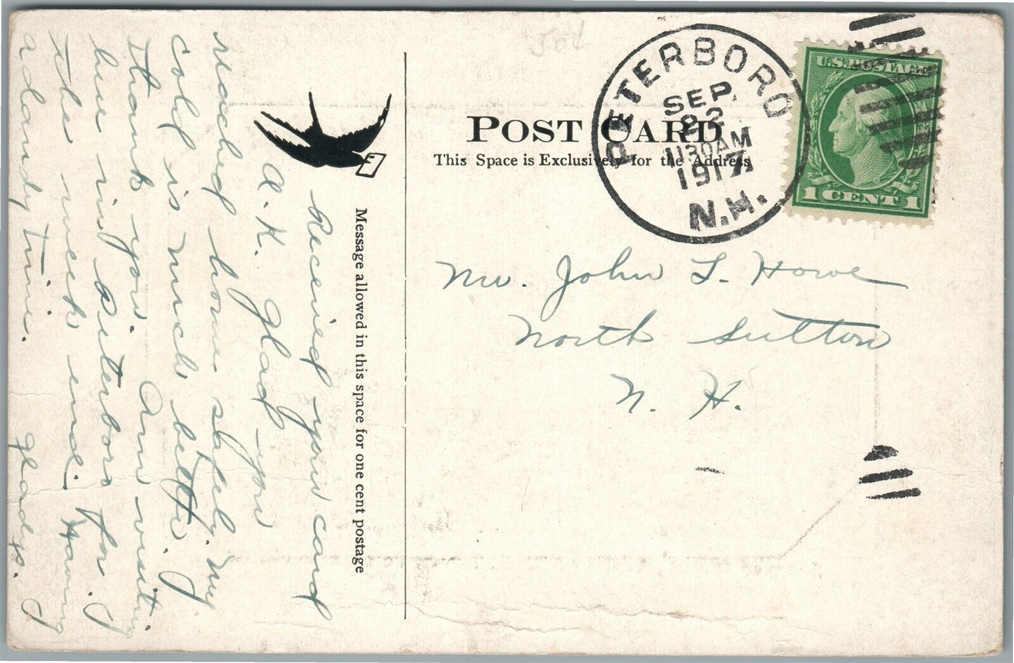 PETERBOROUGH NH SUMMER STREET ANTIQUE POSTCARD