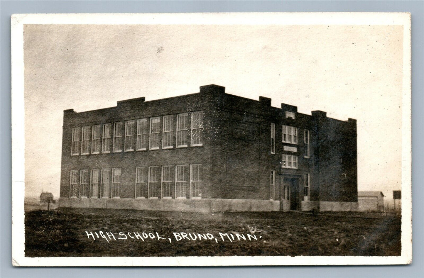 BRUNO MN HIGH SCHOOL ANTIQUE REAL PHOTO POSTCARD RPPC