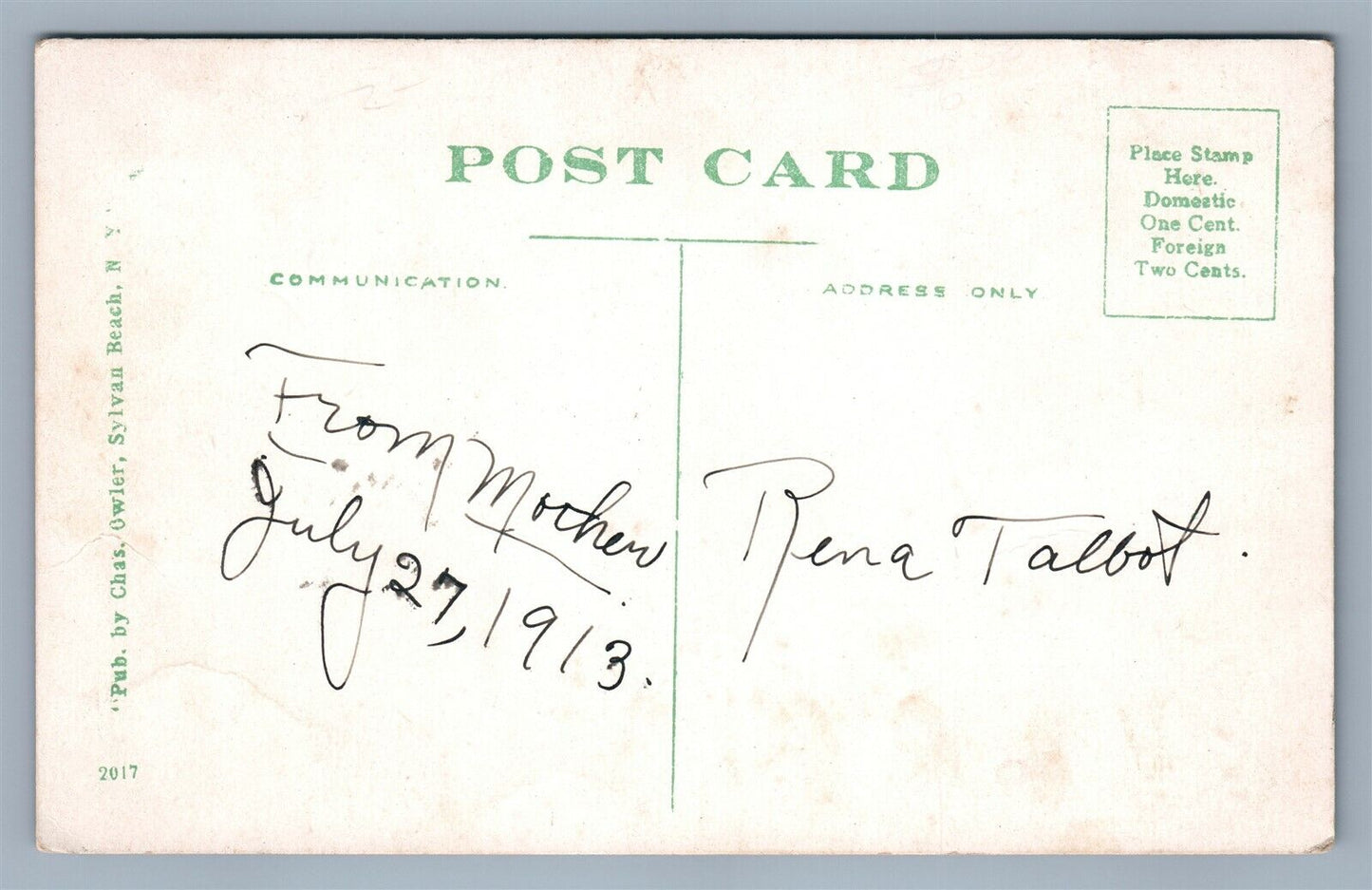 SYLVAN BEACH NY FOREST HOME HOTEL ANTIQUE POSTCARD