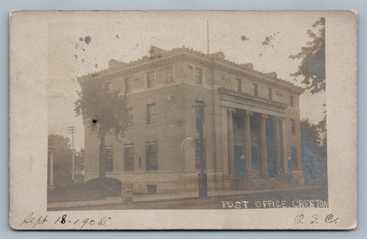 CRESTON IA POST OFFICE ANTIQUE REAL PHOTO POSTCARD RPPC
