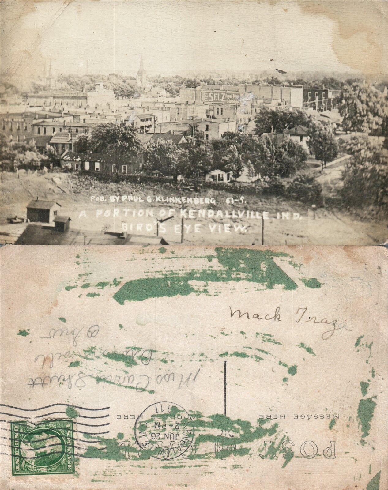 KENDALLVILLE IN ANTIQUE REAL PHOTO POSTCARD RPPC