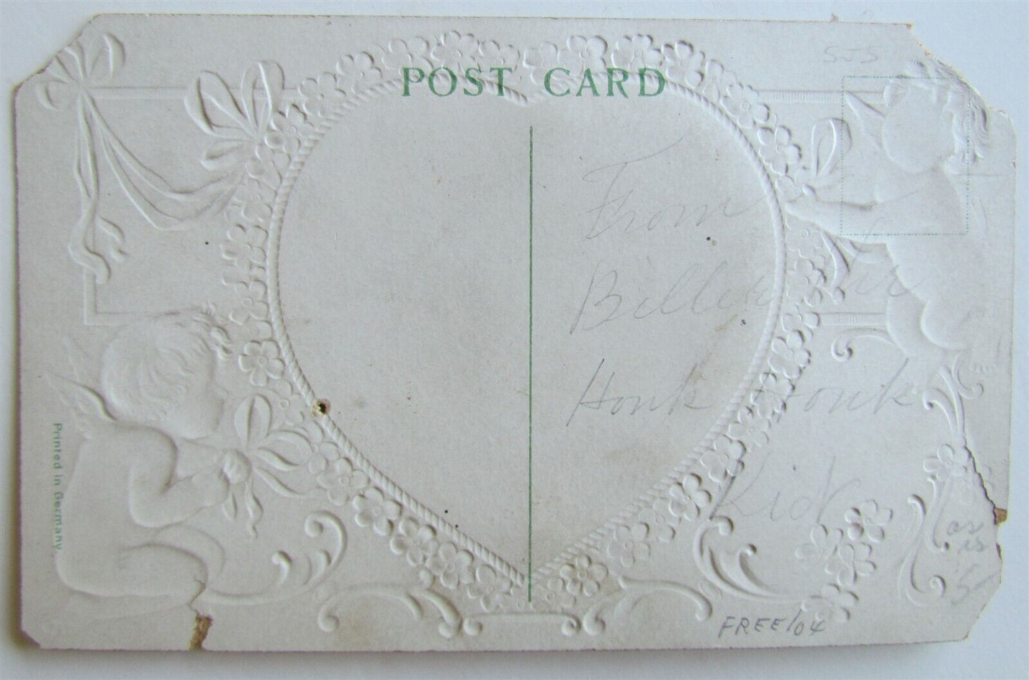 VALENTINE DAY LOVE MESSAGE MECHANICAL ANTIQUE POSTCARD