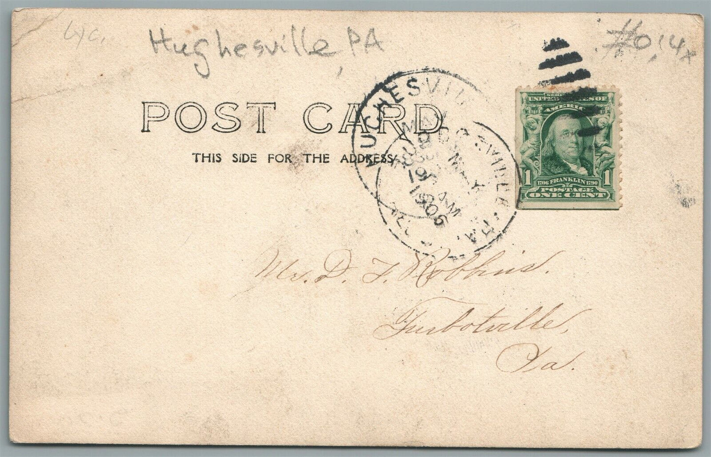 HUGHESVILLE PA MAIN SO. ANTIQUE REAL PHOTO POSTCARD RPPC