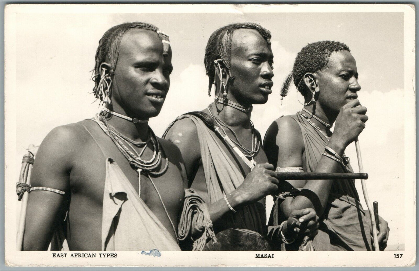 KENYA UGANDA EAST AFRICAN TYPES MASAI ANTIQUE REAL PHOTO POSTCARD RPPC w/ STAMP