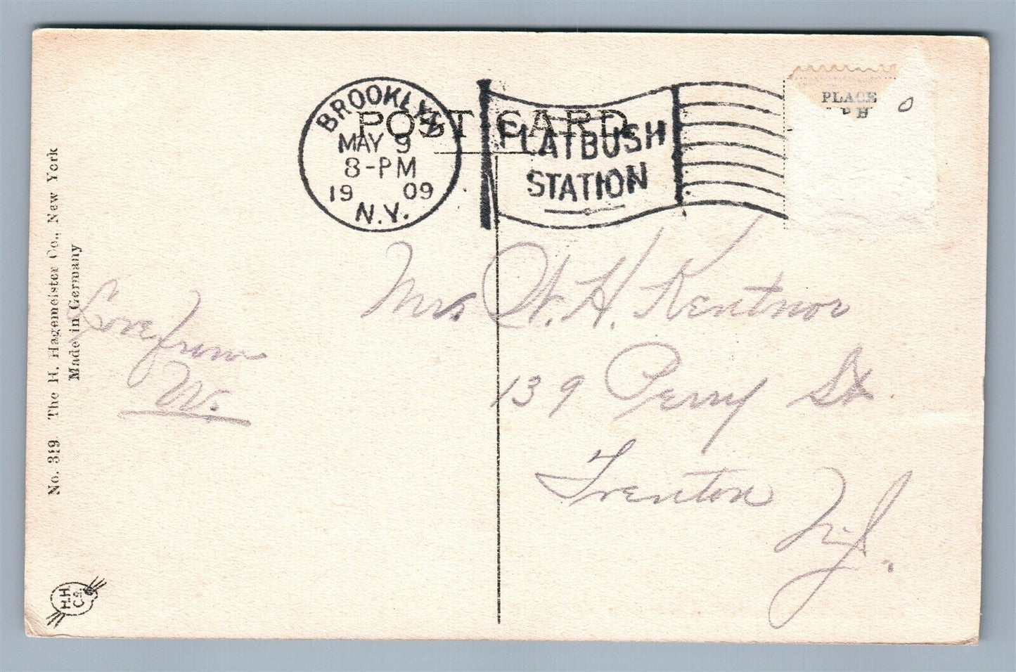 BROOKLYN NY CORTELYOU CLUB FLATBUSH ANTIQUE POSTCARD