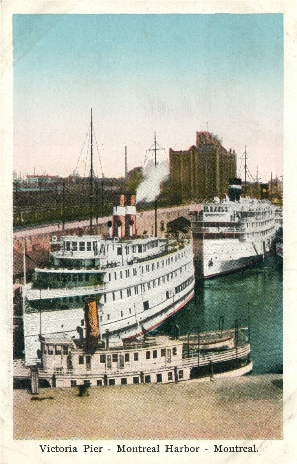 MONTREAL HARBOR CANADA VICTORIA PIER VINTAGE POSTCARD