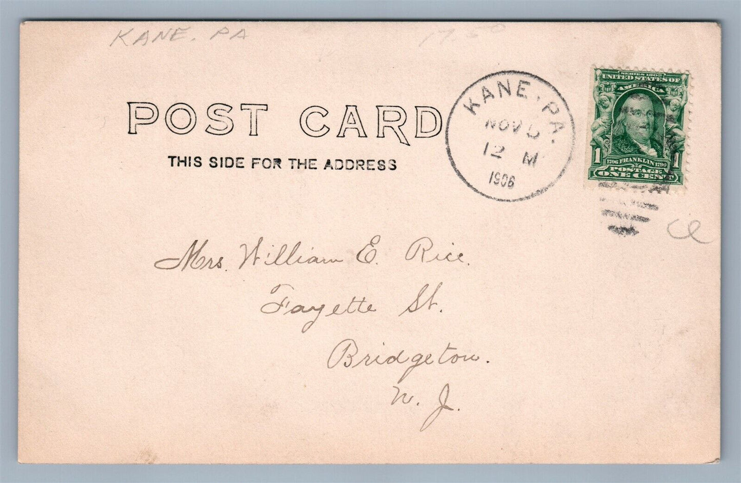 KANE PA CORNER CHASE & CREEVES STREETS ANTIQUE REAL PHOTO POSTCARD RPPC