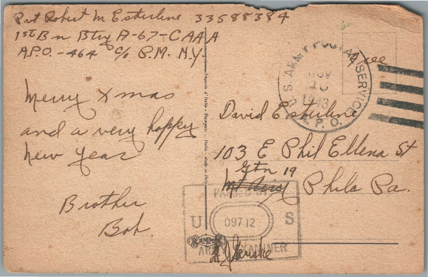 BOY w/ TOYS AT CHRISTMAS TREE ANTIQUE POSTCARD