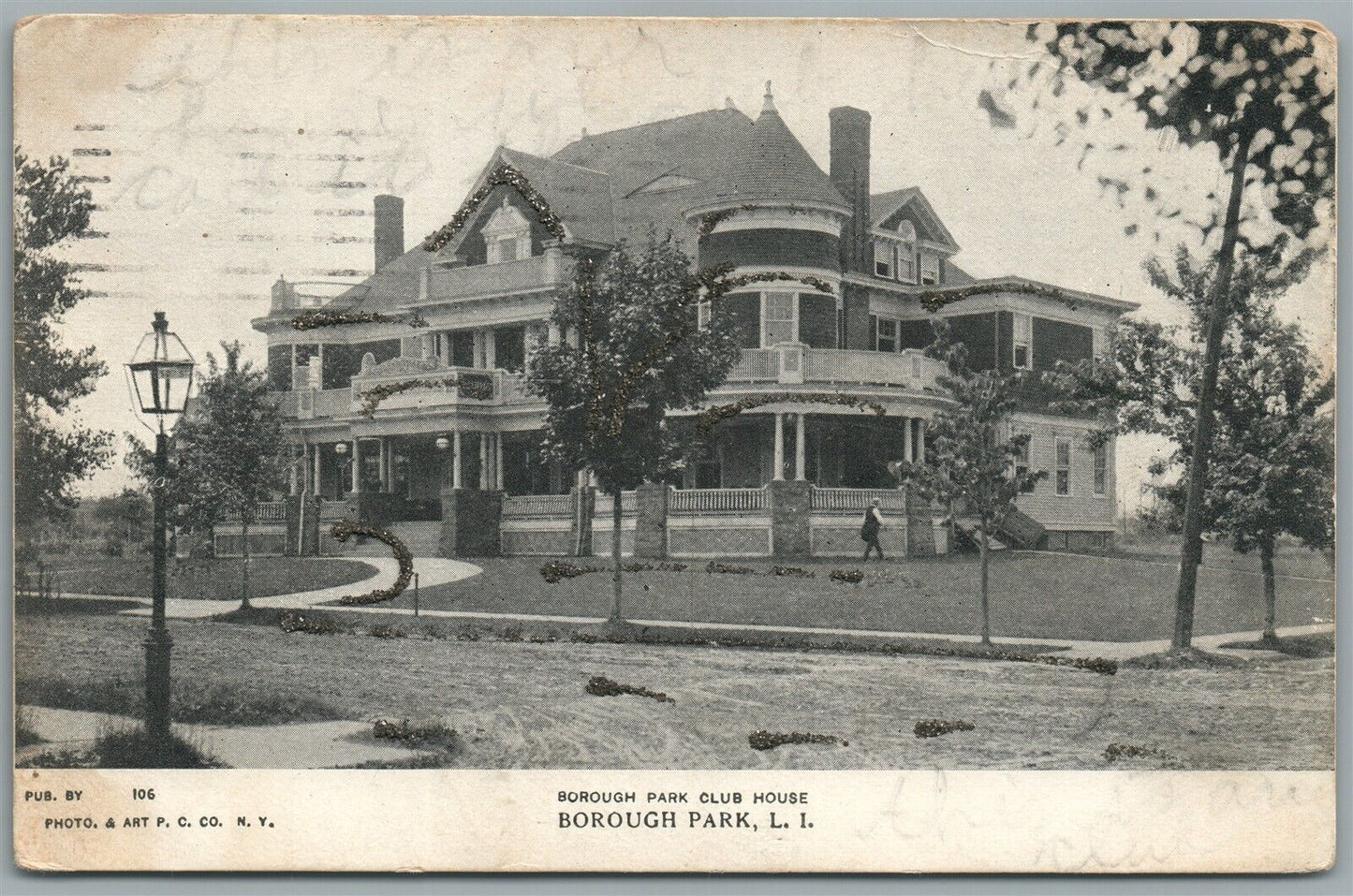 BOROUGH PARK LONG ISLAND NY CLUB HOUSE ANTIQUE POSTCARD