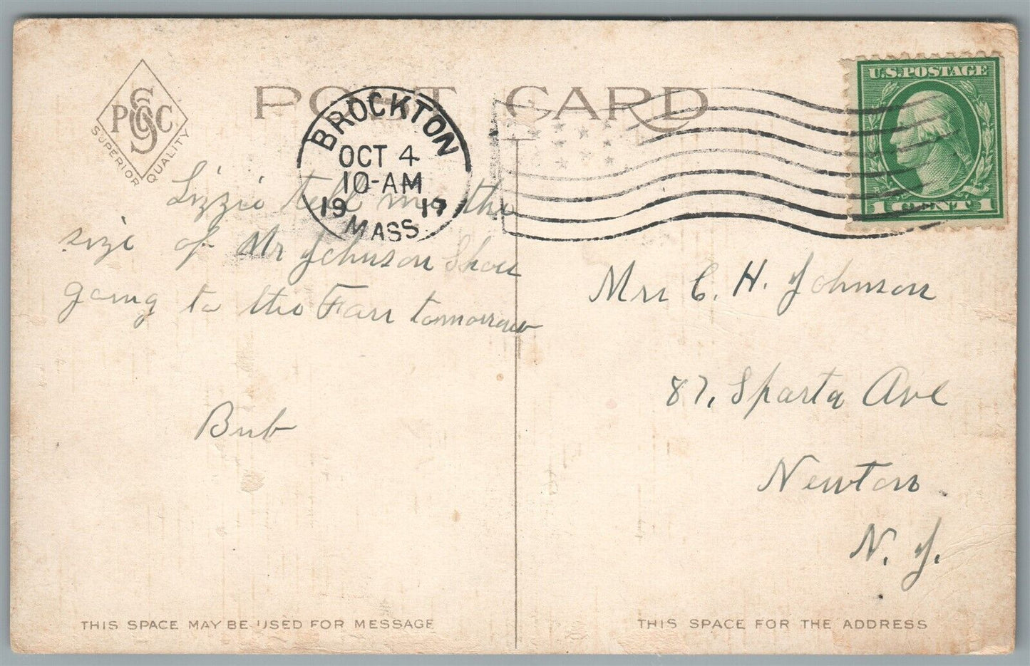 BROCKTON FAIR MA HORSE SHOW ANTIQUE POSTCARD