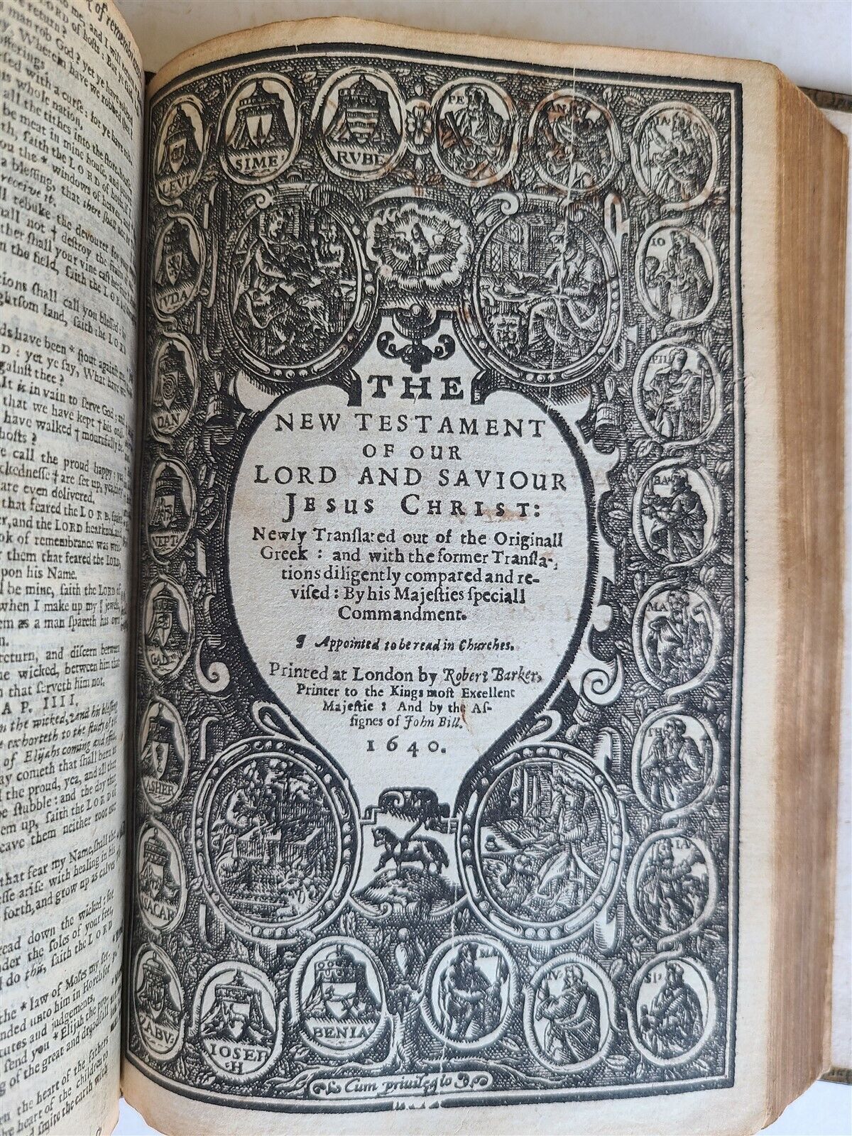 1640 BIBLE ENGLISH ANTIQUE Robert Barker & John Bill ILLUSTRATED original biding
