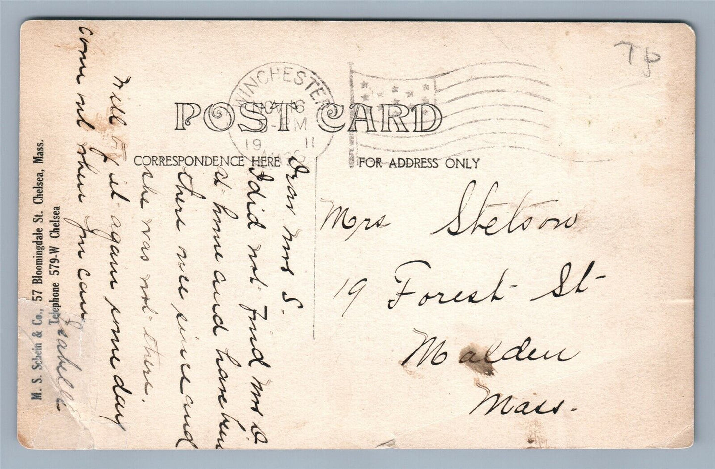 CHELSEA MA STREET SCENE ANTIQUE REAL PHOTO POSTCARD RPPC