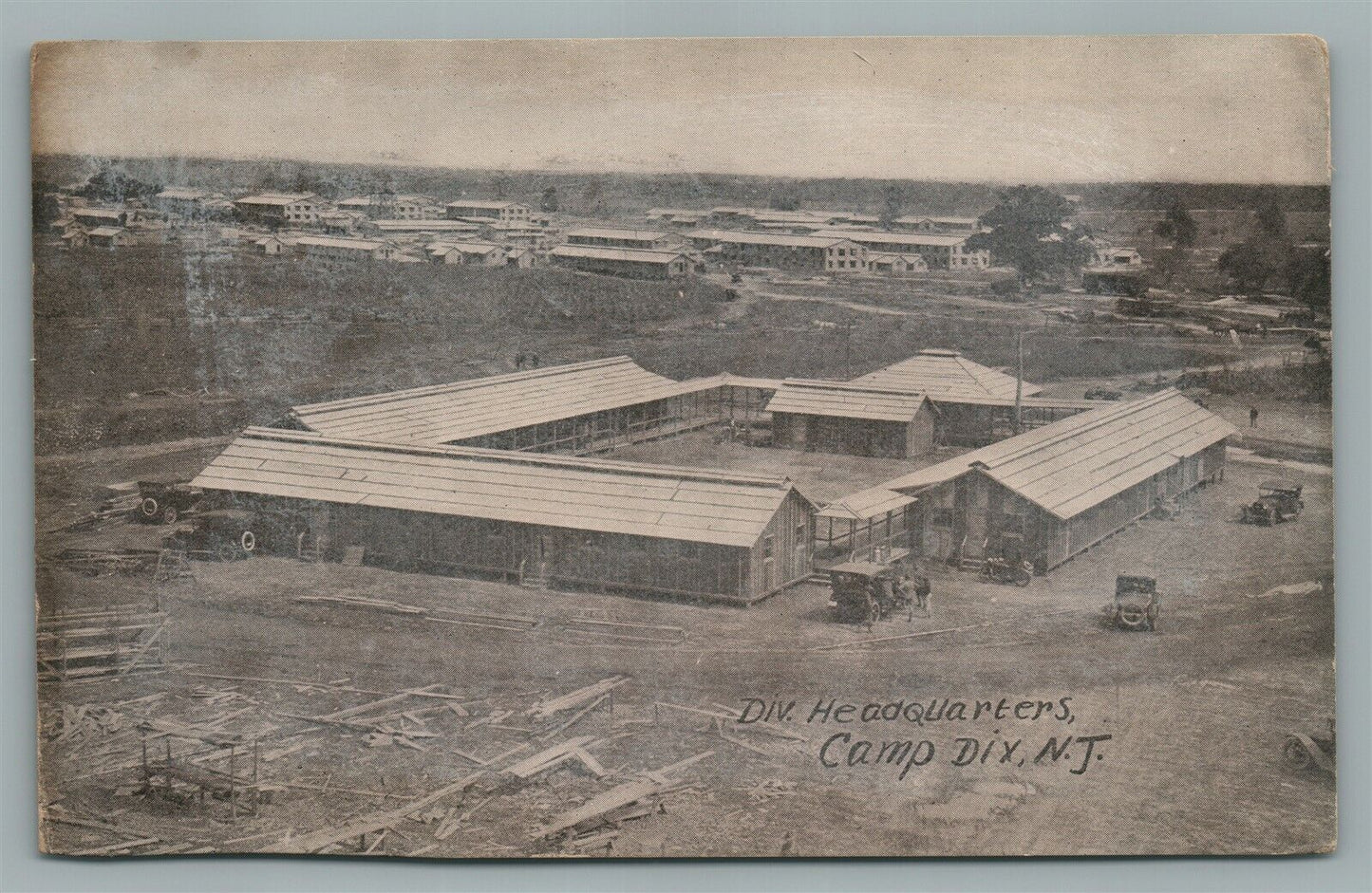 CAMP DIX NJ DIV. HEADQUARTERS ANTIQUE POSTCARD