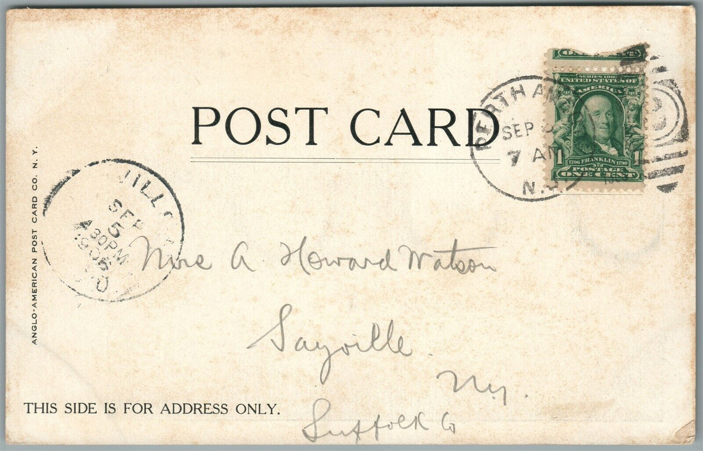 PERTH AMBOY NJ RARITAN YACHT CLUB ANTIQUE POSTCARD