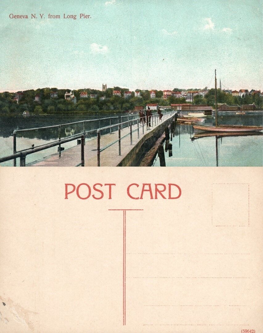 GENEVA N.Y. FROM LONG PIER ANTIQUE POSTCARD